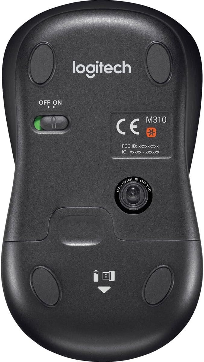 Logitech M310 Wireless Ambidextrous Optical Mouse w/ USB Receiver PC/MAC Silver