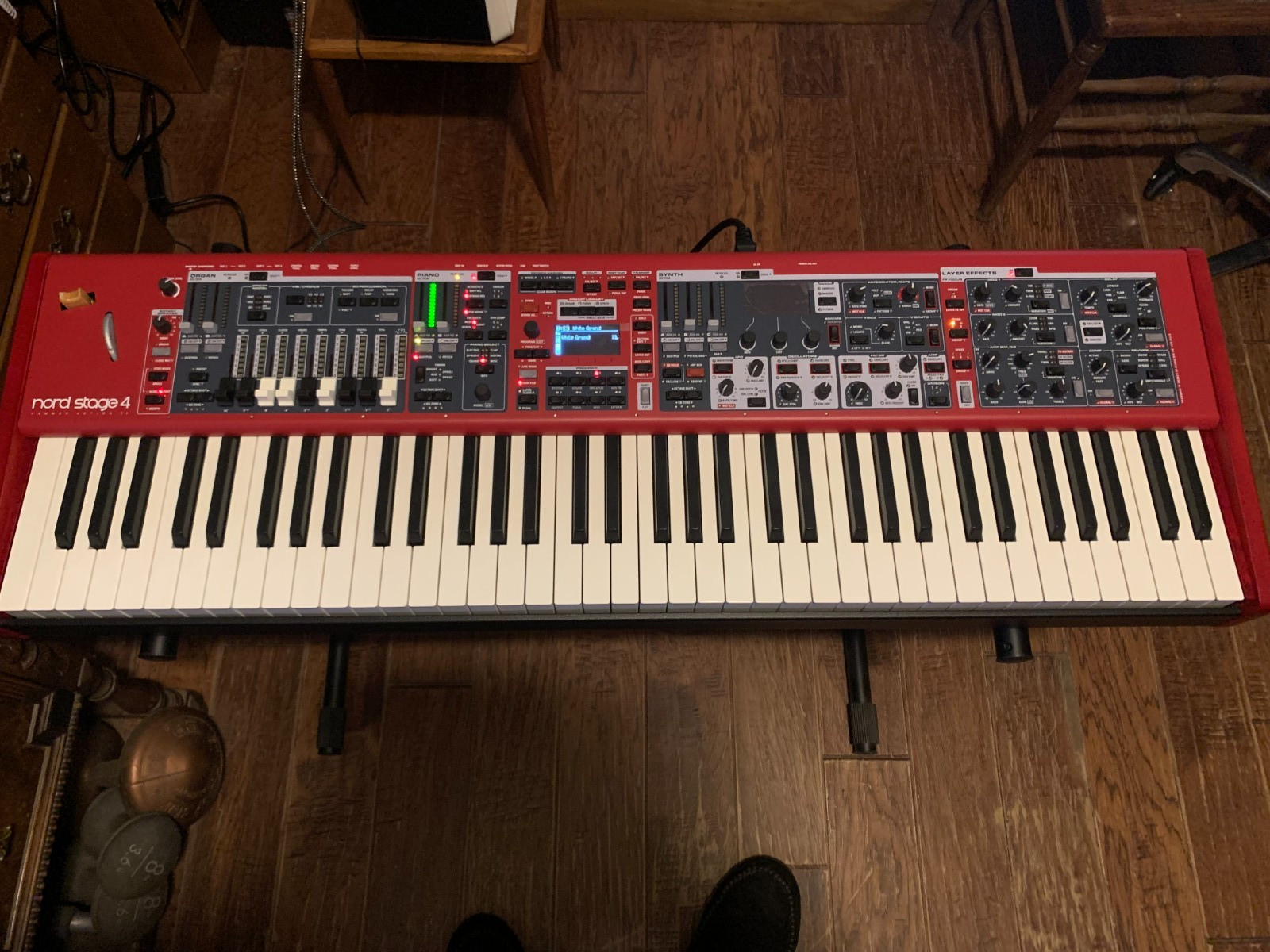 Nord Stage 4 HA73  keyboard with Nord Soft Case with wheels.