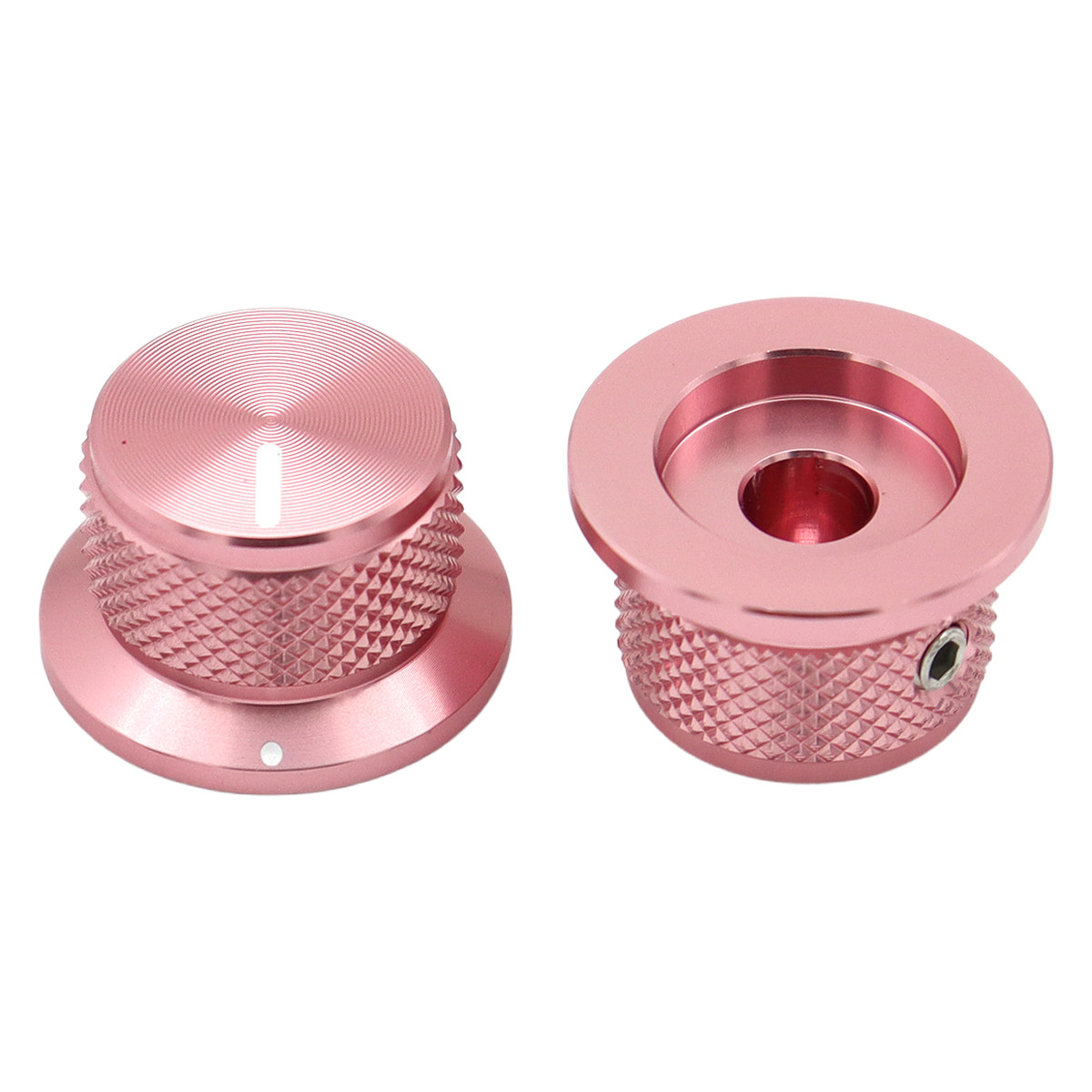 2x Aluminum Alloy Guitar Knobs 6.35mm Potentiometer Cap 1/4" Bell Knobs Pink