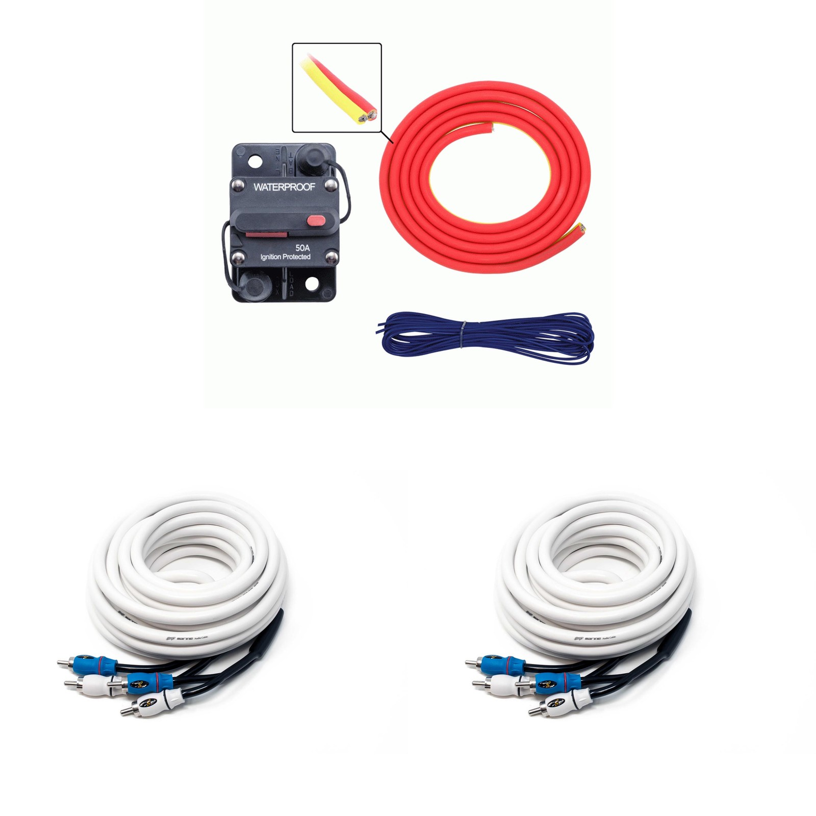 Metra MLAK4-10 100 Amp Breaker 4GA Tinned Pure Copper 10 foot Marine Wiring K...
