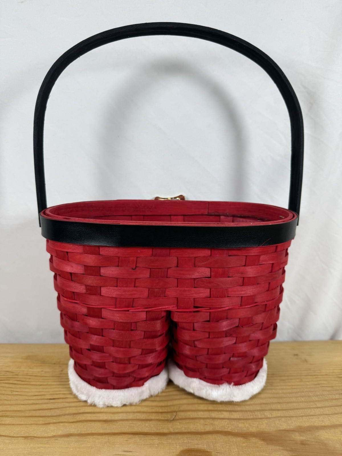 Vintage Santa Basket Wine Holder w/ Handle