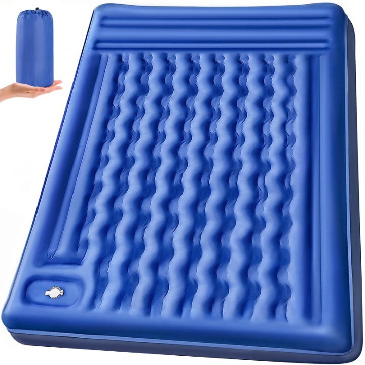 6"Inflatable Double Sleeping Camping Pad w/ Built-in Pillow,Foot Pump,Hiking Mat