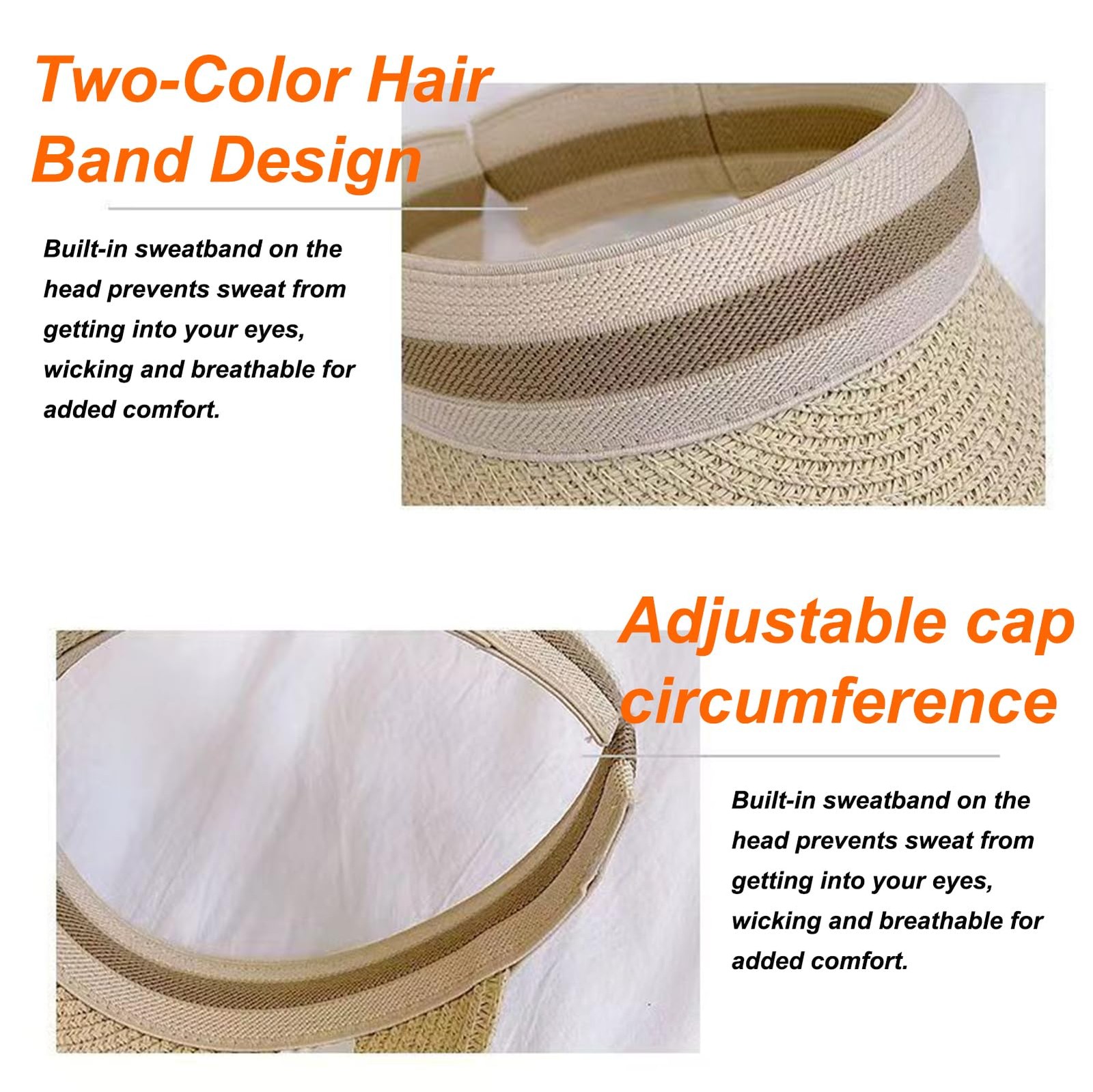 4 Pcs Straw Sun Visor Hat for Women Summer UV Protection Wide Brim Ponytail S...
