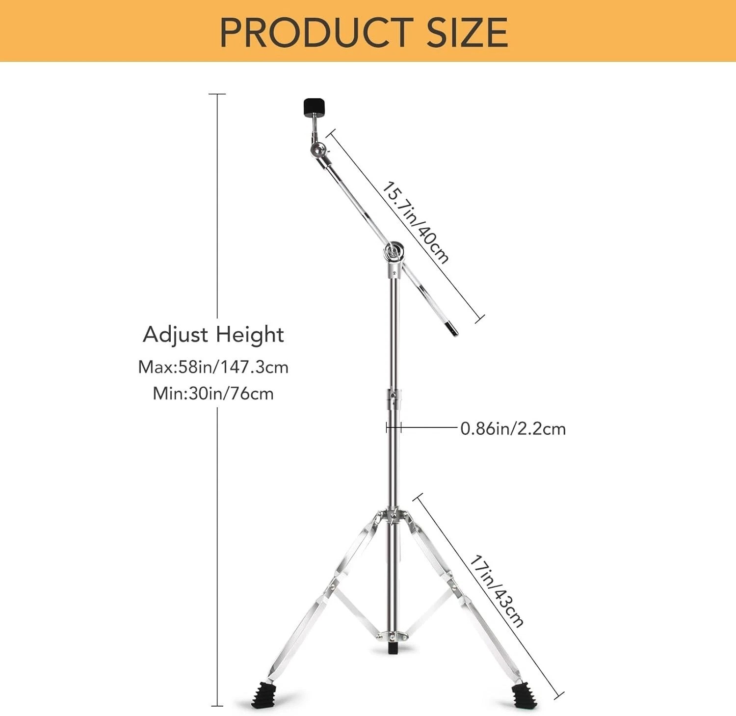 Professional Quality Cymbal Stand - Adjustable Height, Double Braced Stability
