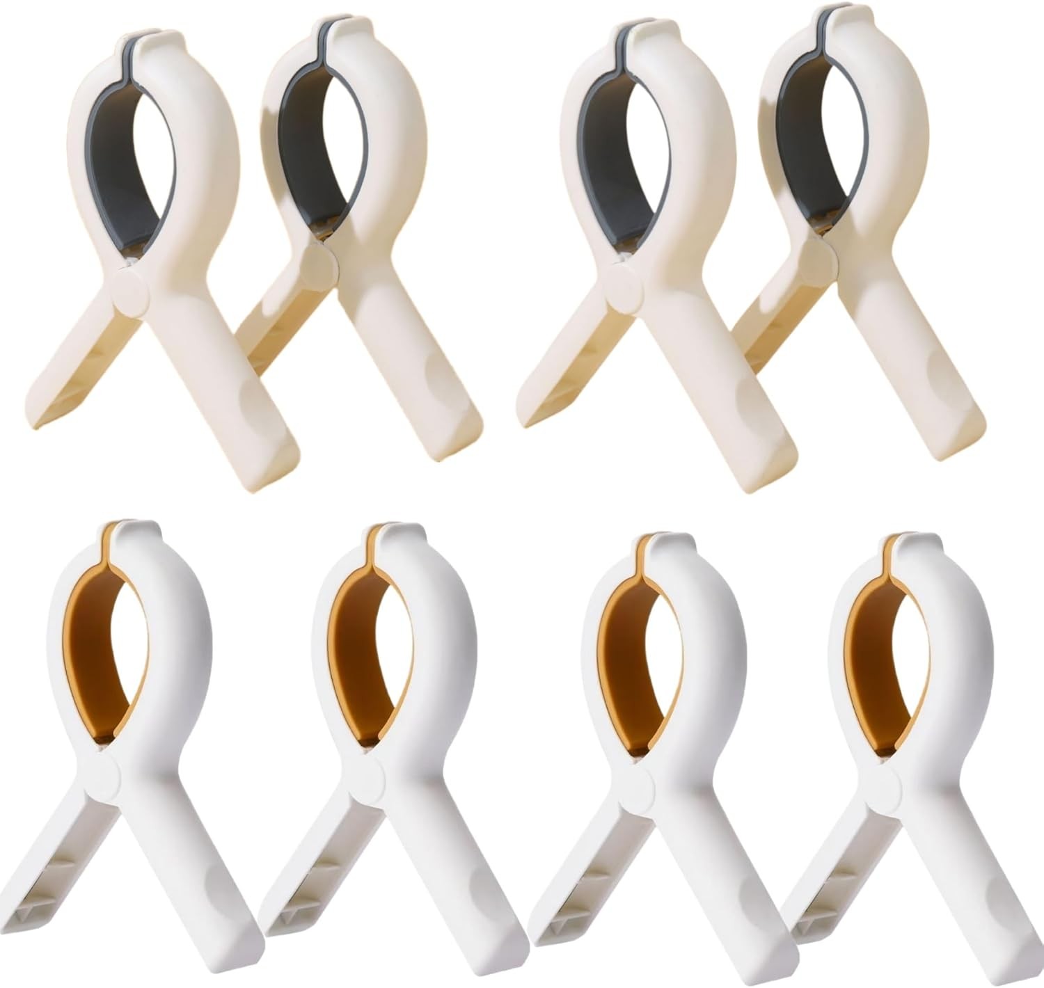 Heavy Duty Non-Slip Beach Towel Clips for Pool & Outdoor - 8 White and Gold