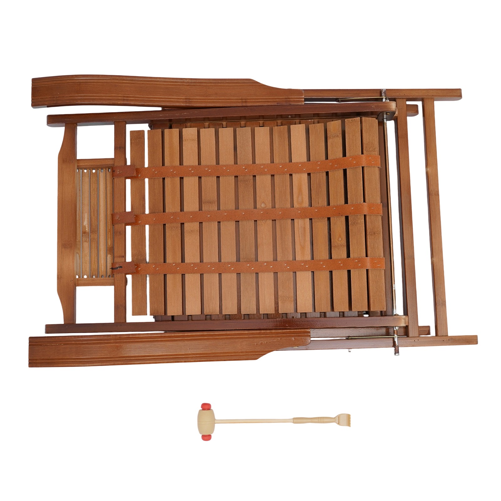 Bamboo Folding Lounge Chair, Folding Reclining Chair with Adjustable Backrest