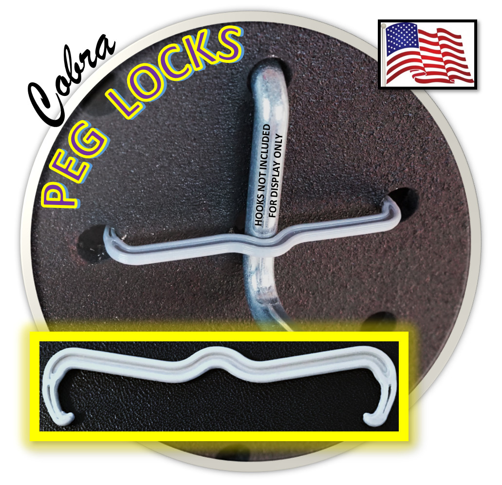 32pc Peg Locks for Pegboard Holds Hooks in Place 1/4 & 1/8 garage organization