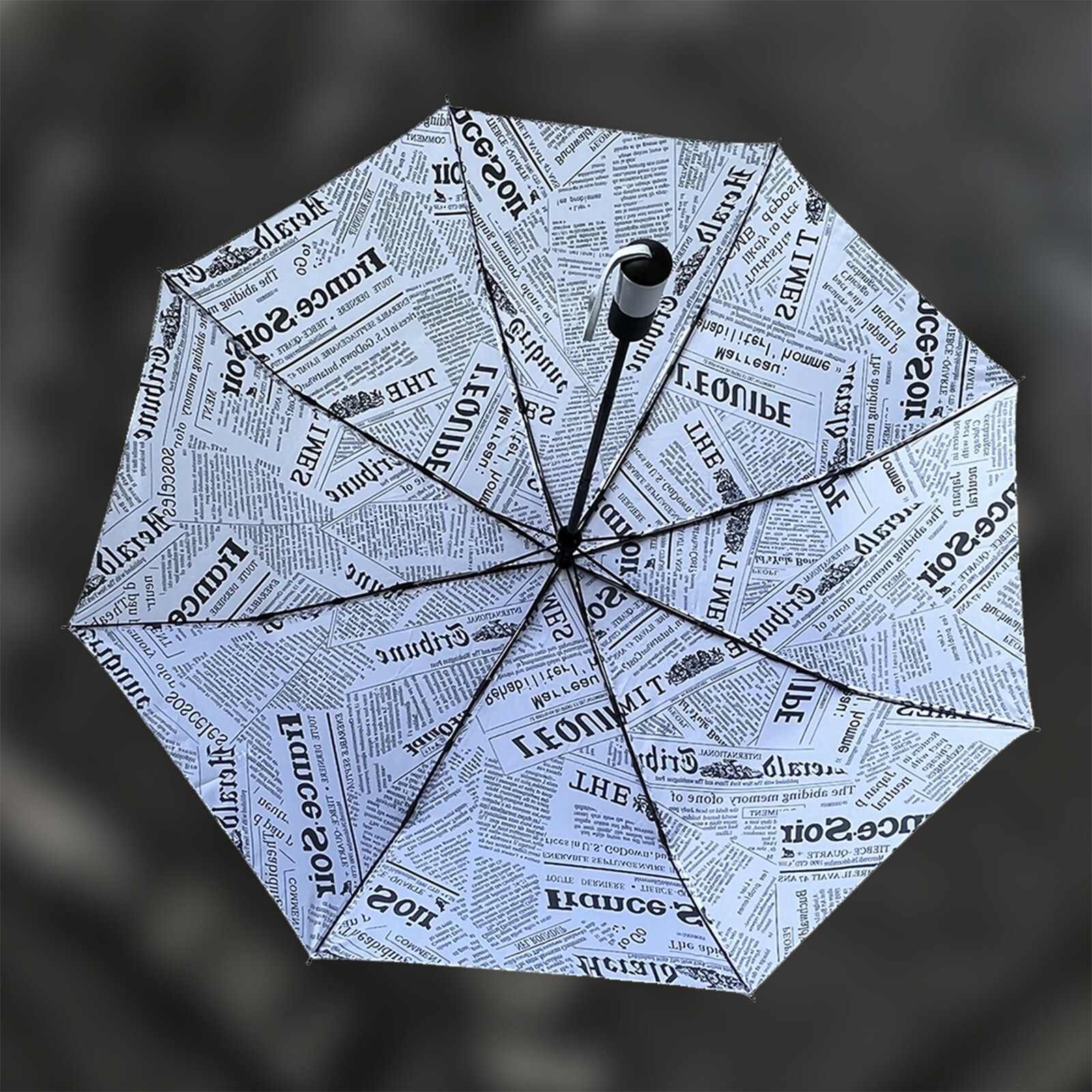 ENAPY Automatic FoldingUmbrella with UV Protection - White Newspaper Pattern