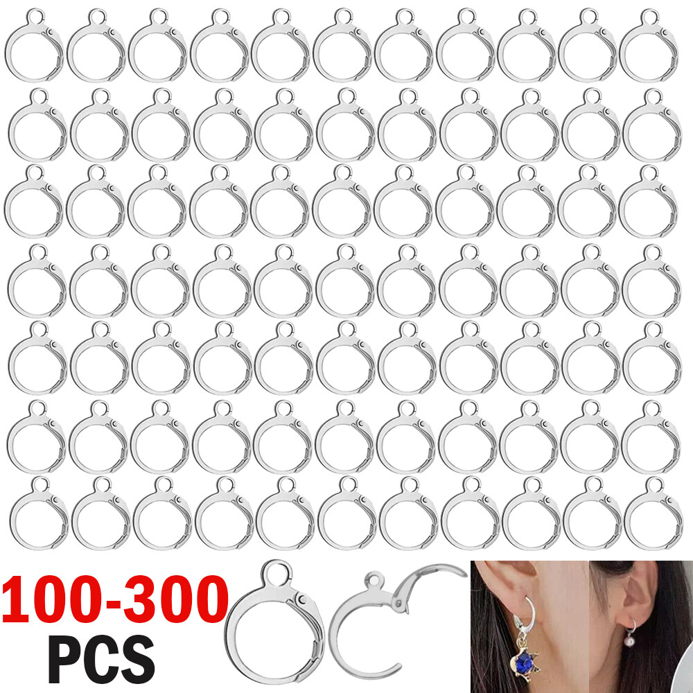 100-300x Round Leverback Earwire Stainless Steel Lever Ear Wires Earring Finding