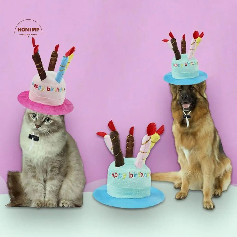 Pet Cosplaying Cute Pet Birthday Hat Plush Adjustable Dog Party Hat Colorful Sof