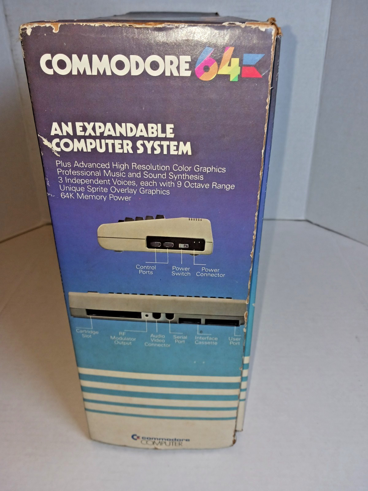 Vintage Commodore 64 Computer With Original Box and Power Supply Powers On
