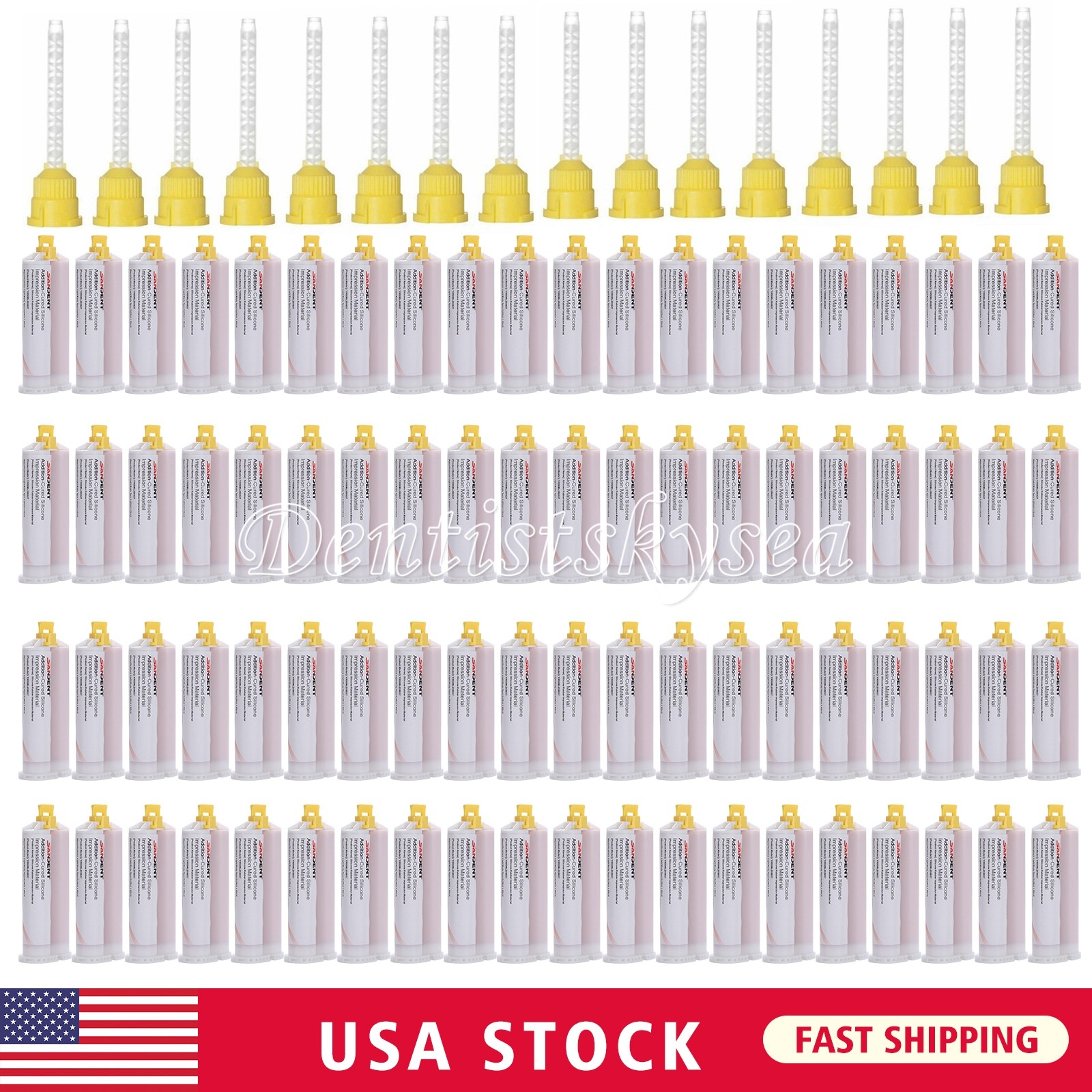 Dental Impression Material VPS Light Body Fast Set ( 2*Cartridge & 5 Tips) PVS