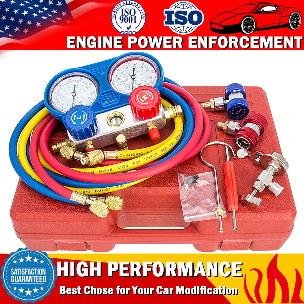 HVAC Air Conditioner Kit A/C Diagnostic Manifold Freon Gauge Sets Charging Tools