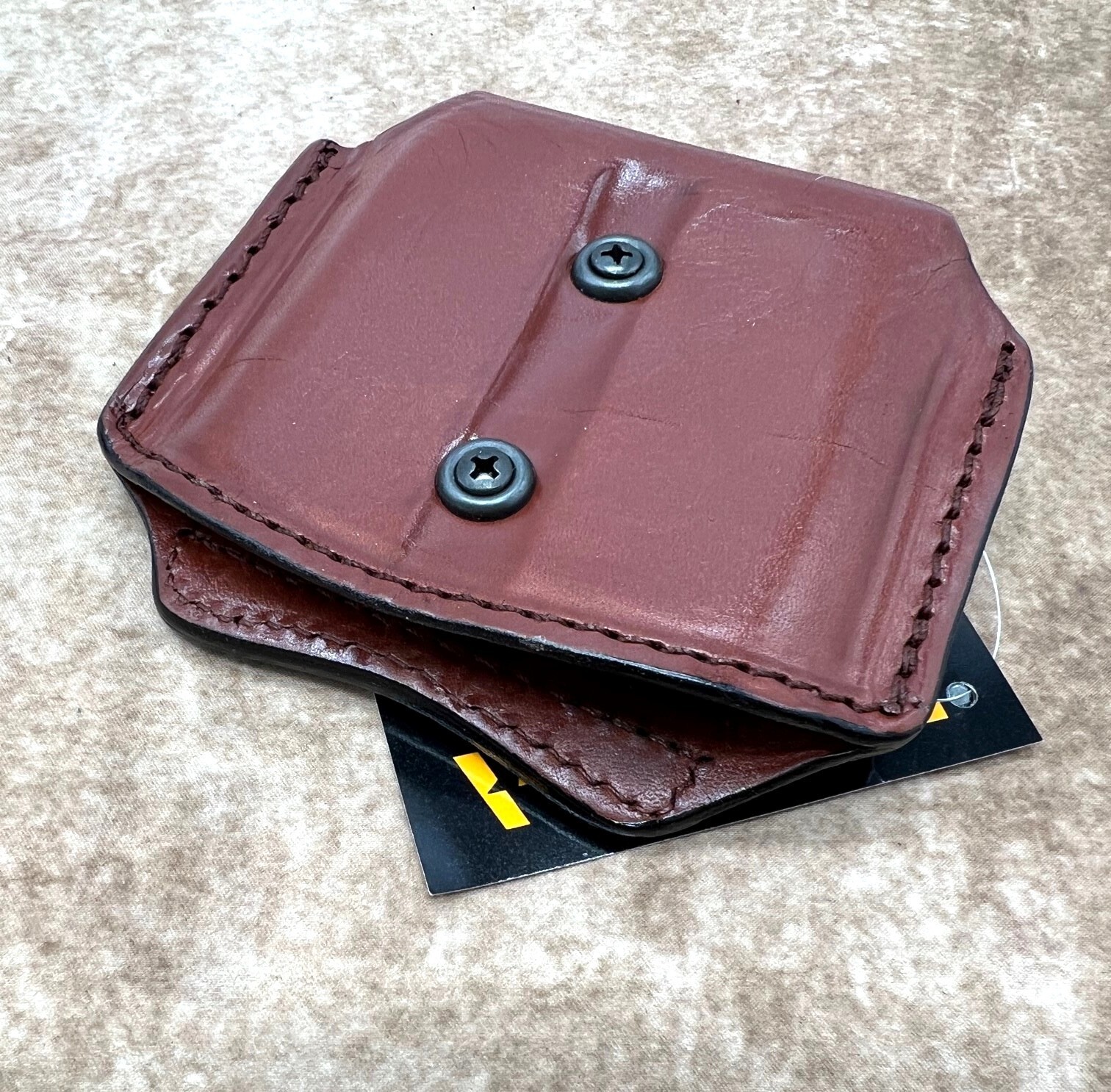 For DOUBLE STACK GLOCK 17 19 20 21 ++ Brown Leather Double Magazine Carrier