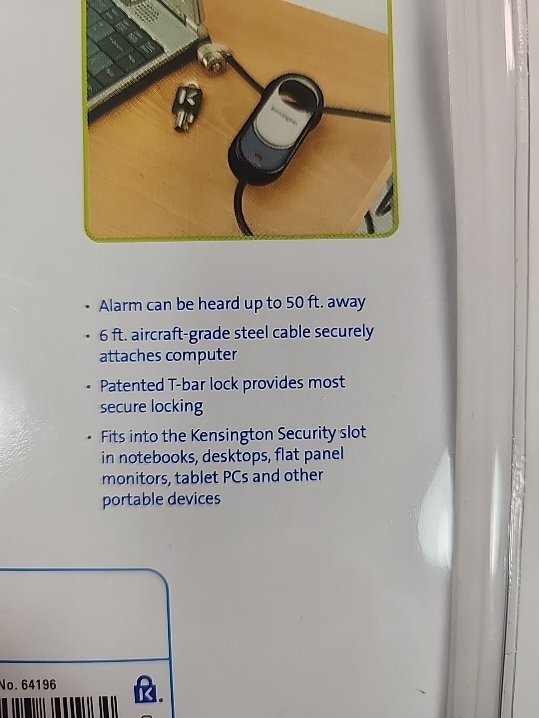 Kensington Microsaver Alarmed Computer Lock 64196-NEW Sealed