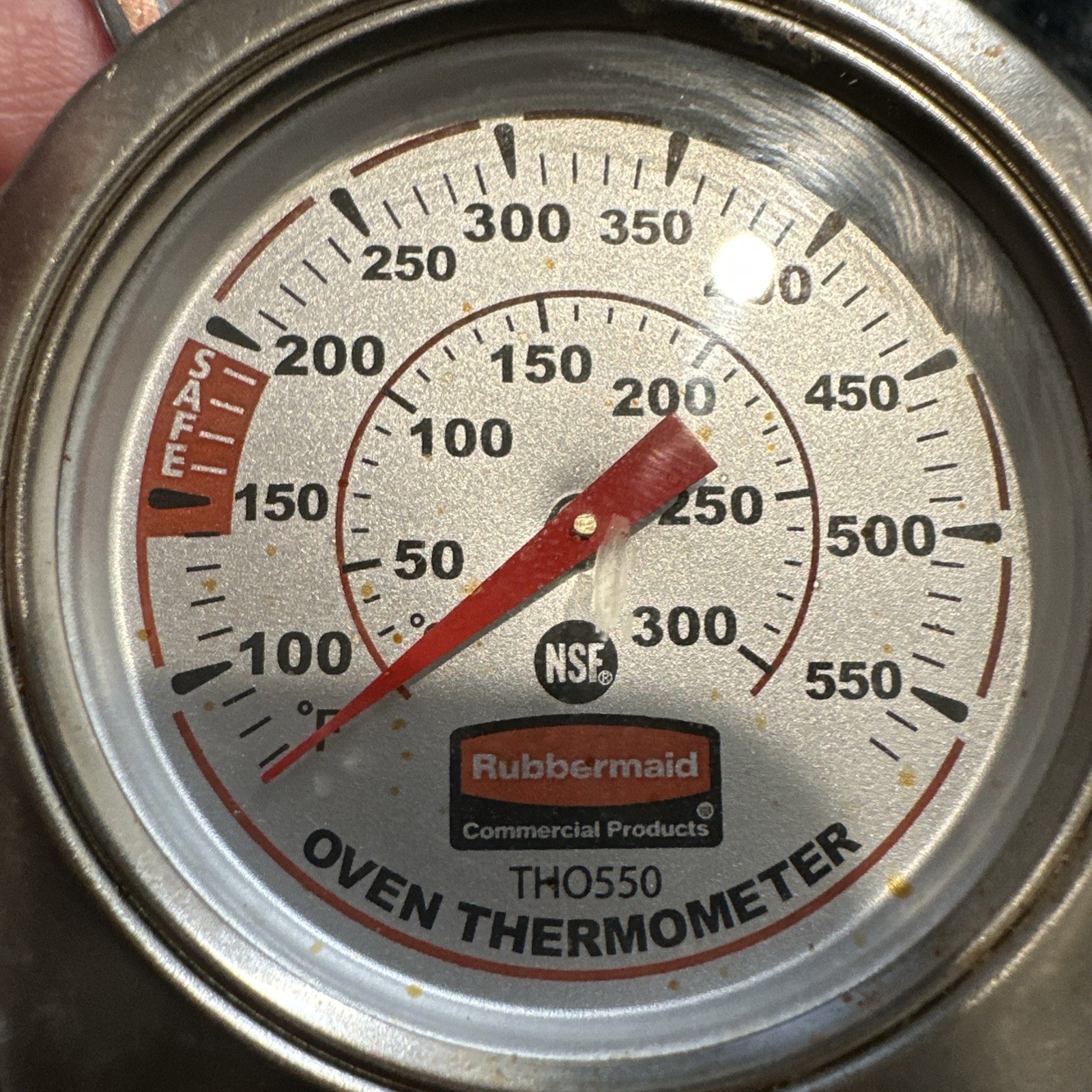 RANGE/OVEN THERMOMETER RUBBERMAID THO550 STAINLESS STEEL HANGS OR STANDS