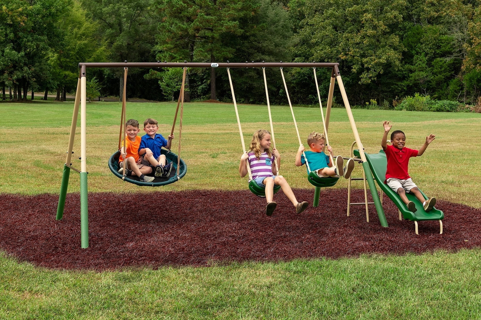 METAL PLAYGROUND SWING SET Outdoor Slide Kids Children Backyard Swingset Seat