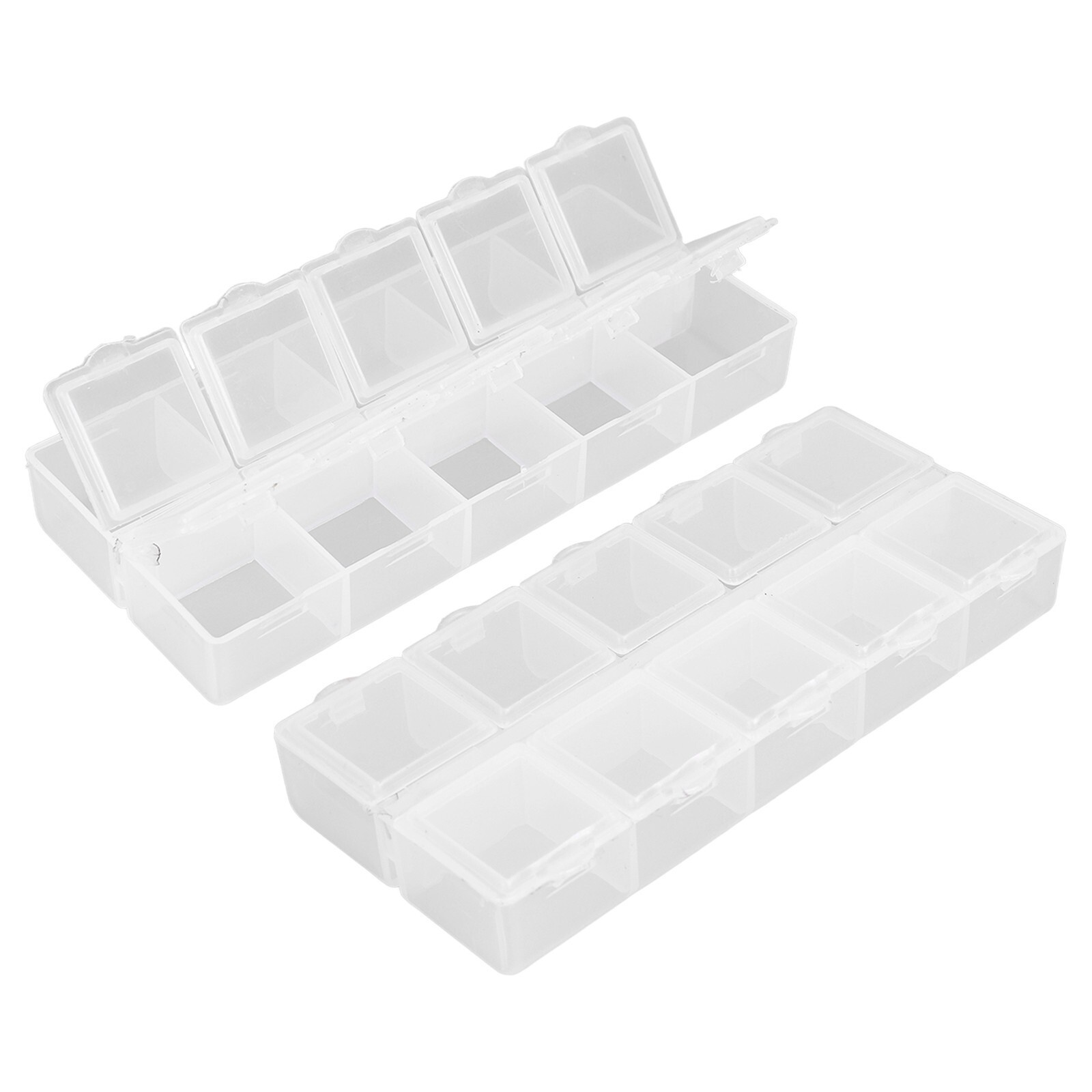 Grid Organizer Box White Plastic 10 Compartment Storage Container for Jewelry