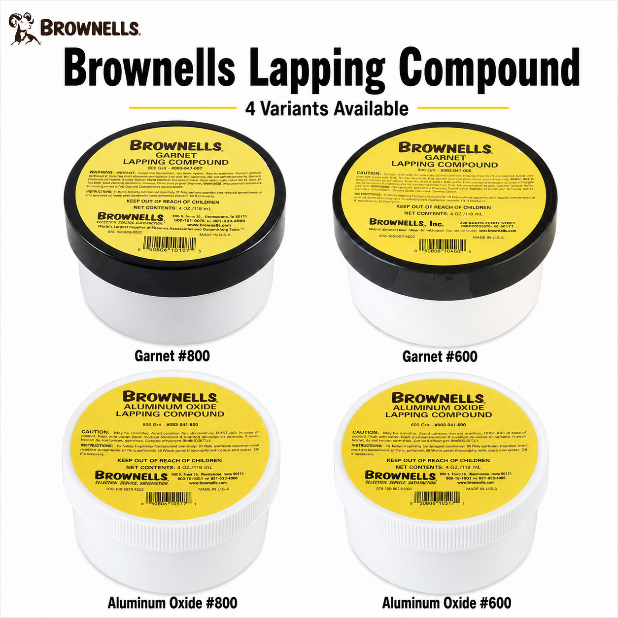 Brownells Lapping Compound Aluminum Oxide or Garnet 600 800 Grit 4 oz