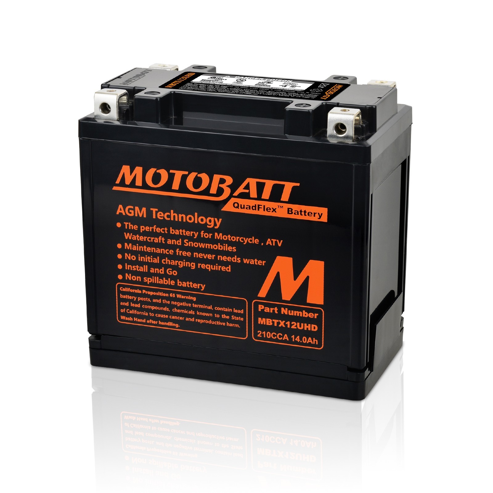 Motobatt MBTX12UHD Replaces Yuasa YB12BB2 YTX12BS YTX12 YTX14BS YTX14 YTX14L