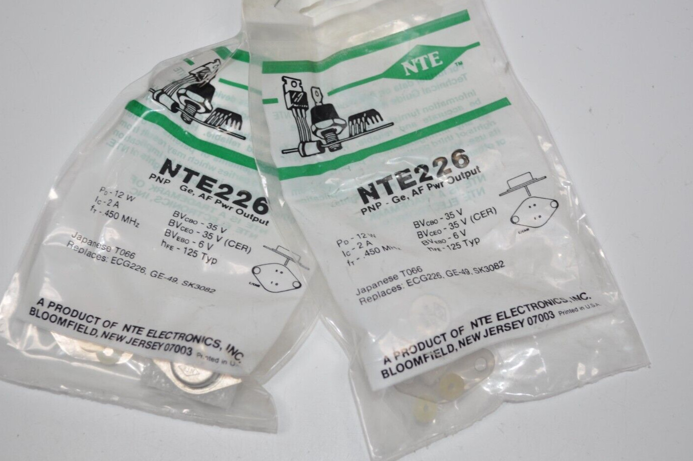 Lot of 2 NEW NTE 226 PNP - GE AF PWR OUTPUT 12W 2A