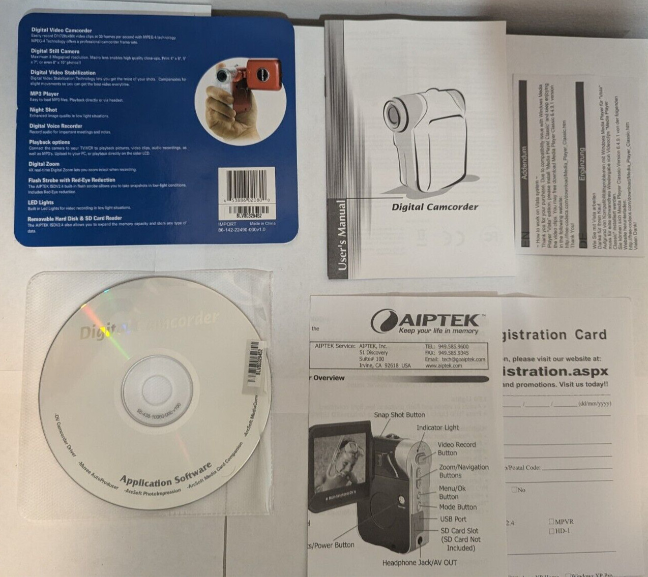AIPTEK ISDV 2.4" LCD MP3 Digital Camcorder Video Camera Software & Manual Only