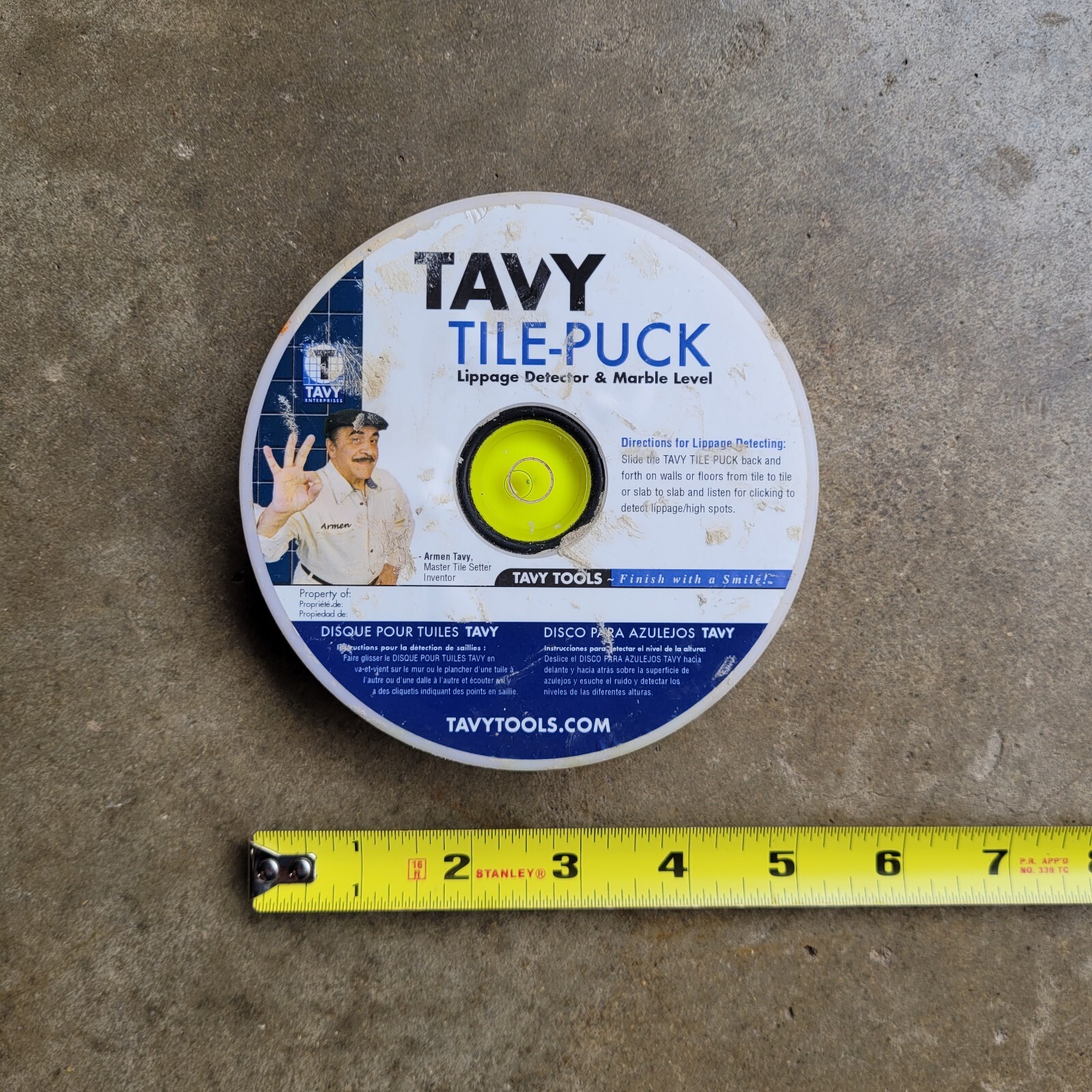 Tavy Two-Sided Tile Puck - Lippage Detector & Marble Level Tile Tool