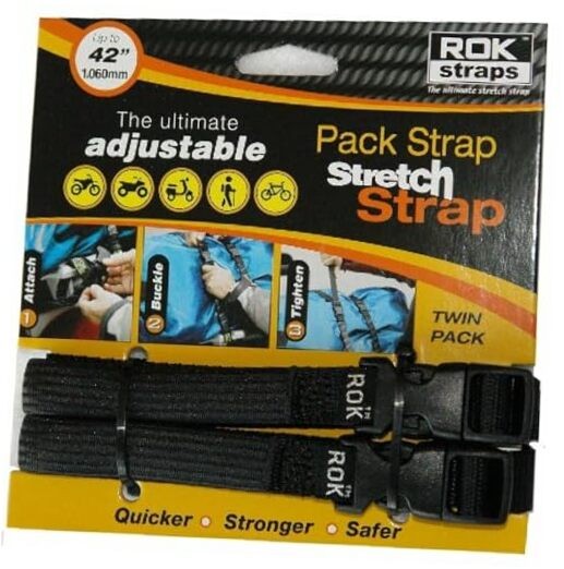 ROK Straps Adj. 12-42 X 5/8" Stretch in BLACK-2 In A Pack