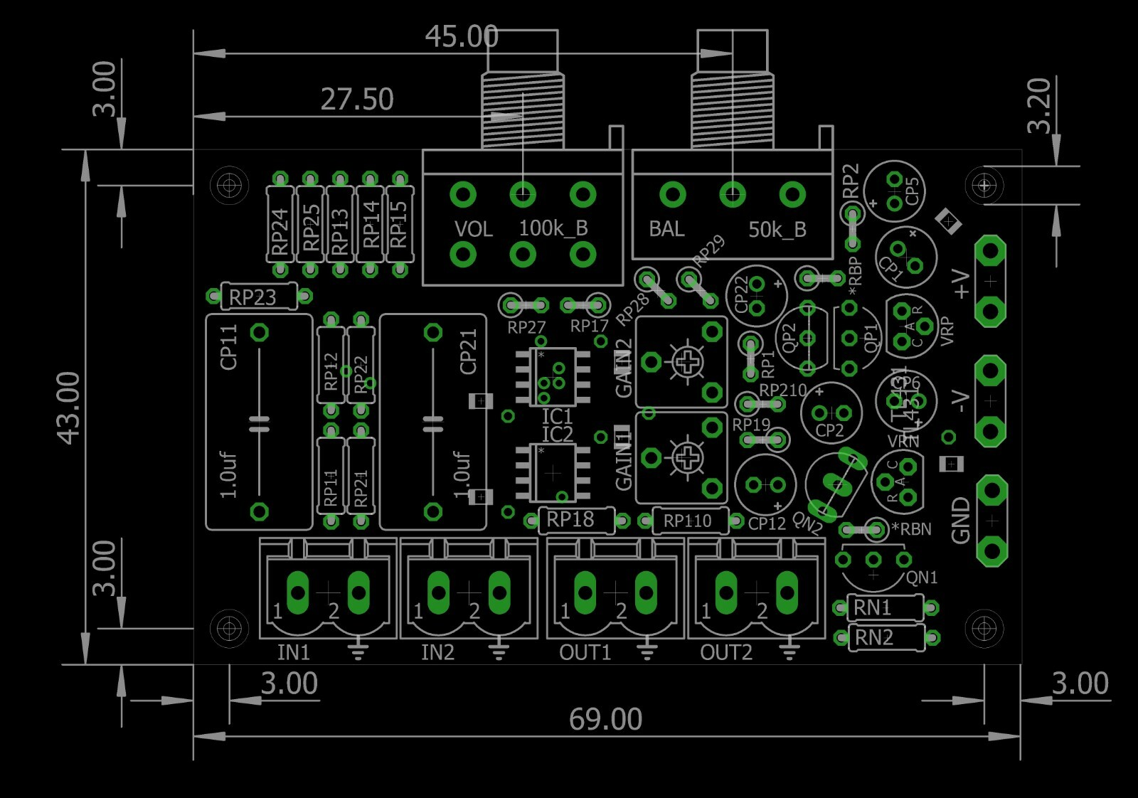 DIY Audio - Stereo PreAmp PCB - Bare PCB + Support Documents, Not a Kit