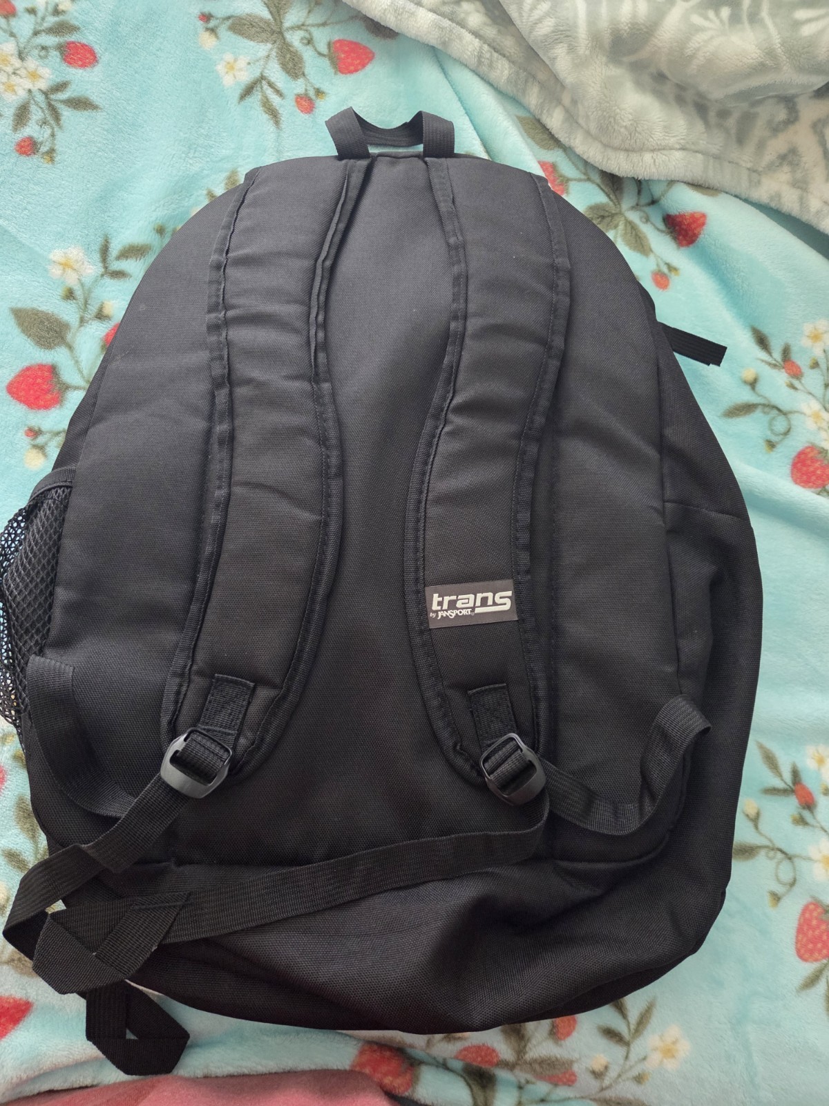 JanSport Trans Black Backpack Zip Closure Padded Straps External Pockets