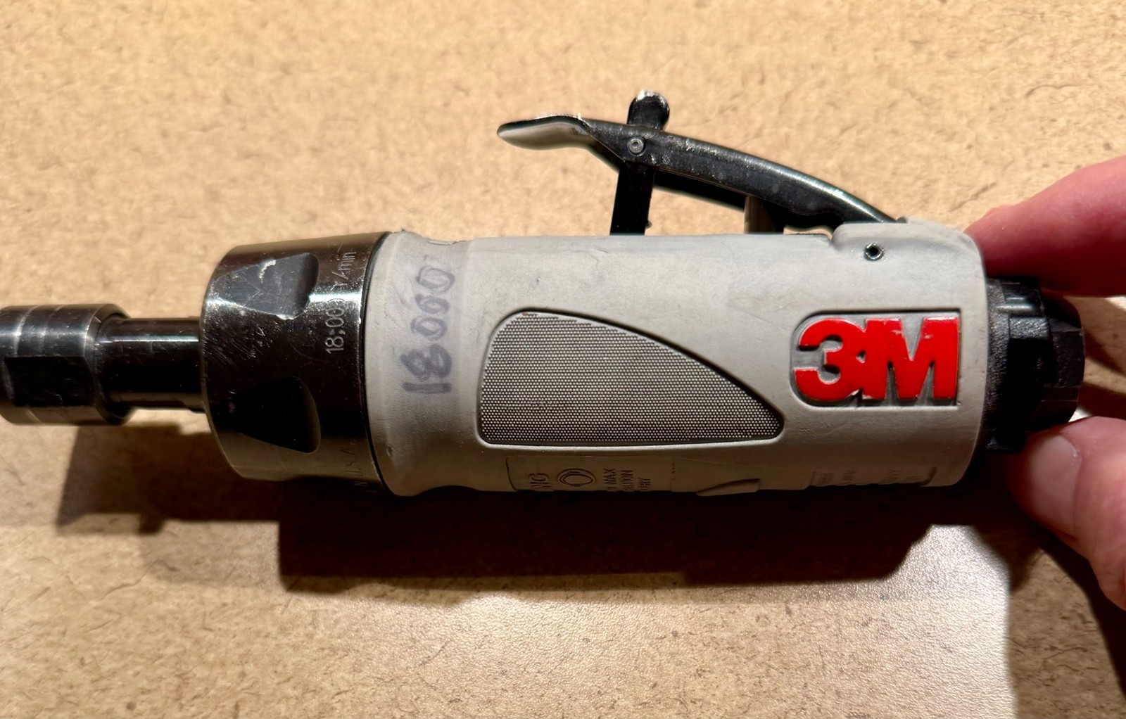3M DIE GRINDER, .5HP, 18,000 RPM, 1/4" COLLET,  PART #28330, EXCELLENT CONDITION