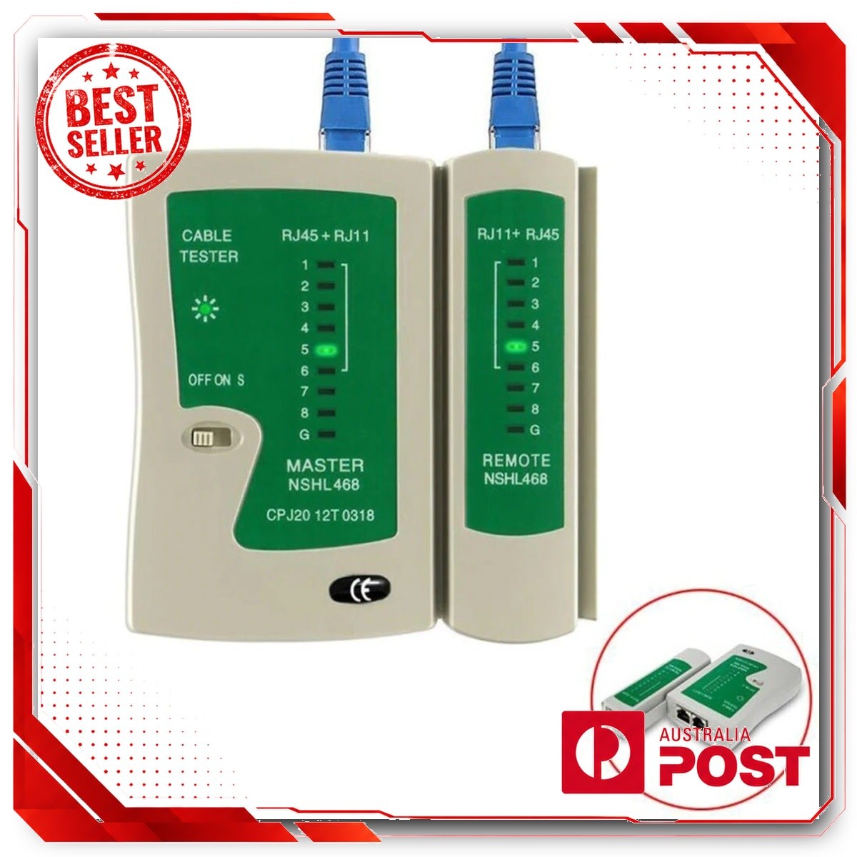 Network Cable Tester RJ45 RJ11 RJ12 Tool for CAT5/6 UTP LAN Diagnostic