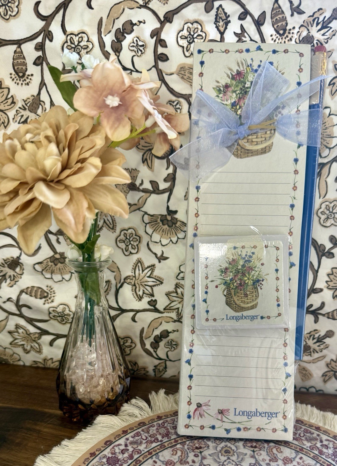 Vintage Longaberger Homestead Memo Pad Pencil & Magnet NOS Sealed Gift Set