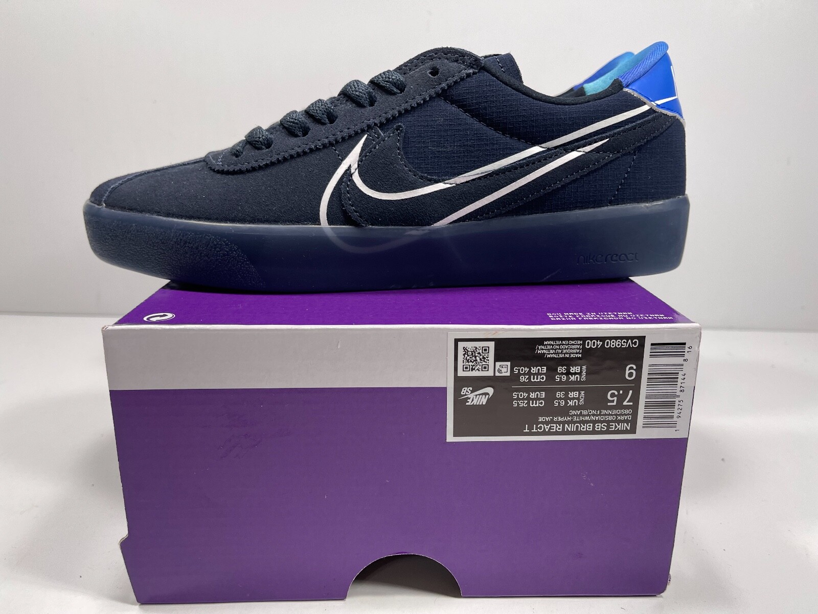 Nike SB Bruin React T Dark Obsidian Hyper Jade CV5980-400 NEW 7.5