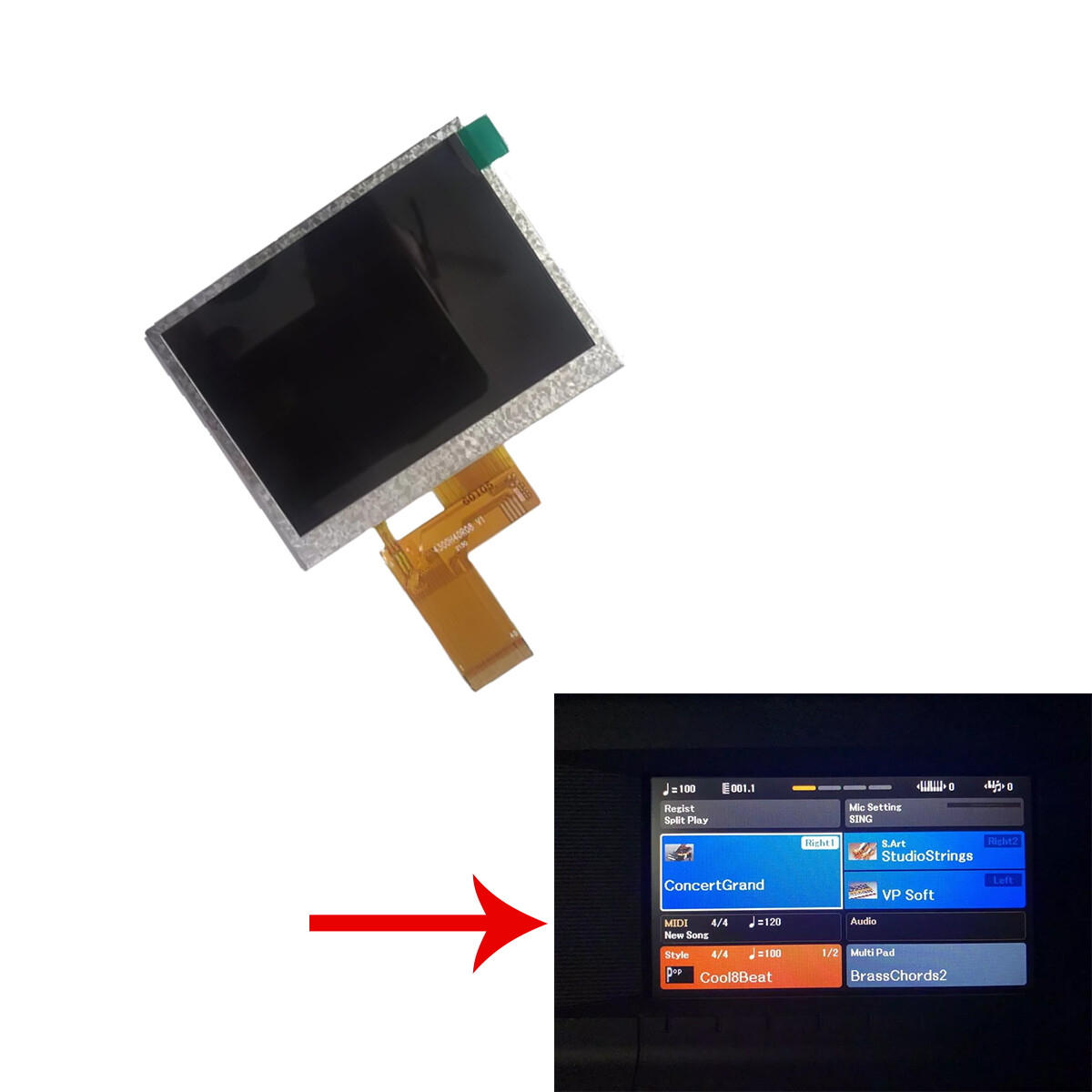 4.3" LCD Display Screen For Yamaha PSR-SX600 PSR SX600 Electronic Keyboard Part