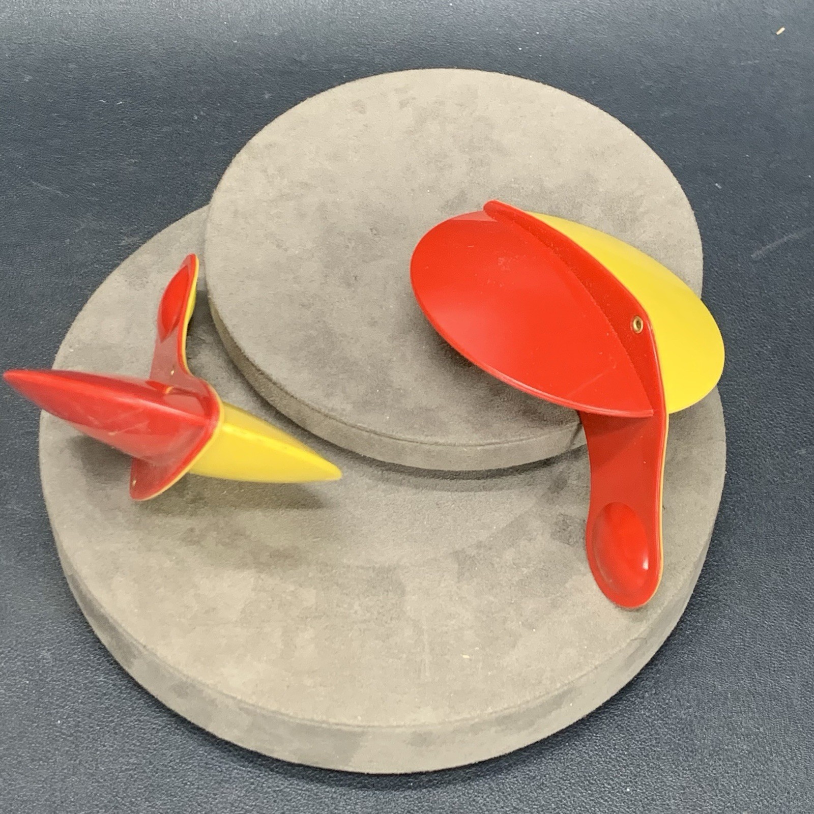 Vintage TRAV-l-BOB Fishing Bobber Red/Yellow, Lot Of 2