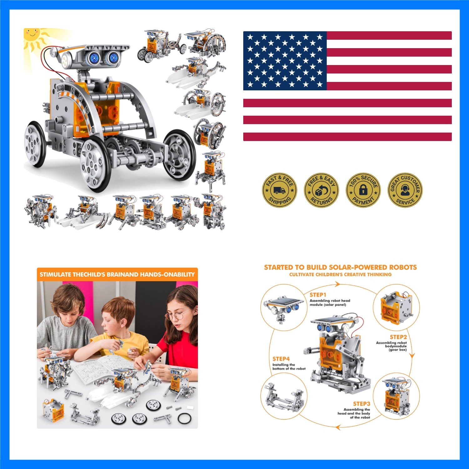 STEM 13-in-1 Education Solar Power Robots Toys for Boys Age 8+, Educational T...