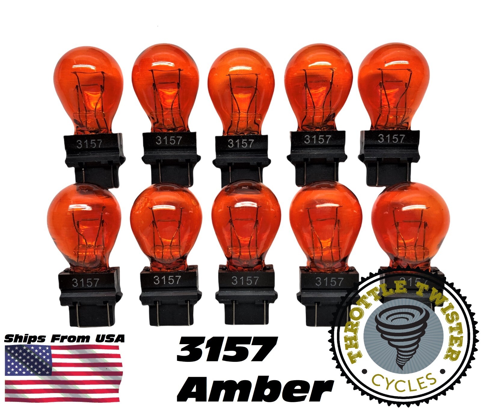Bulk Lot of 10 3157 Amber Turn Signal Parking DRL Light Bulbs USA Based Seller