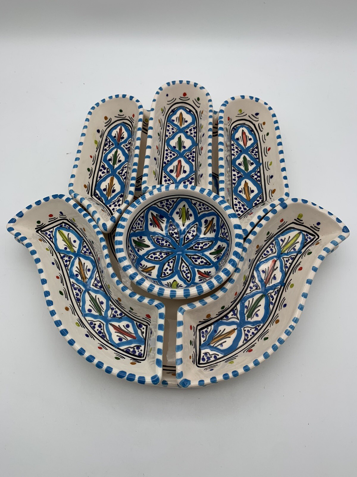 Charcuterie Hand Tunisian Dipping & Serving Set Turquoise Large/7 Piece