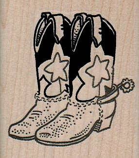 Cowboy Boots 2 x 2 1/4" Rubber Stamp, Cowboy Stamp, Western Stamp, Cowboy Boots