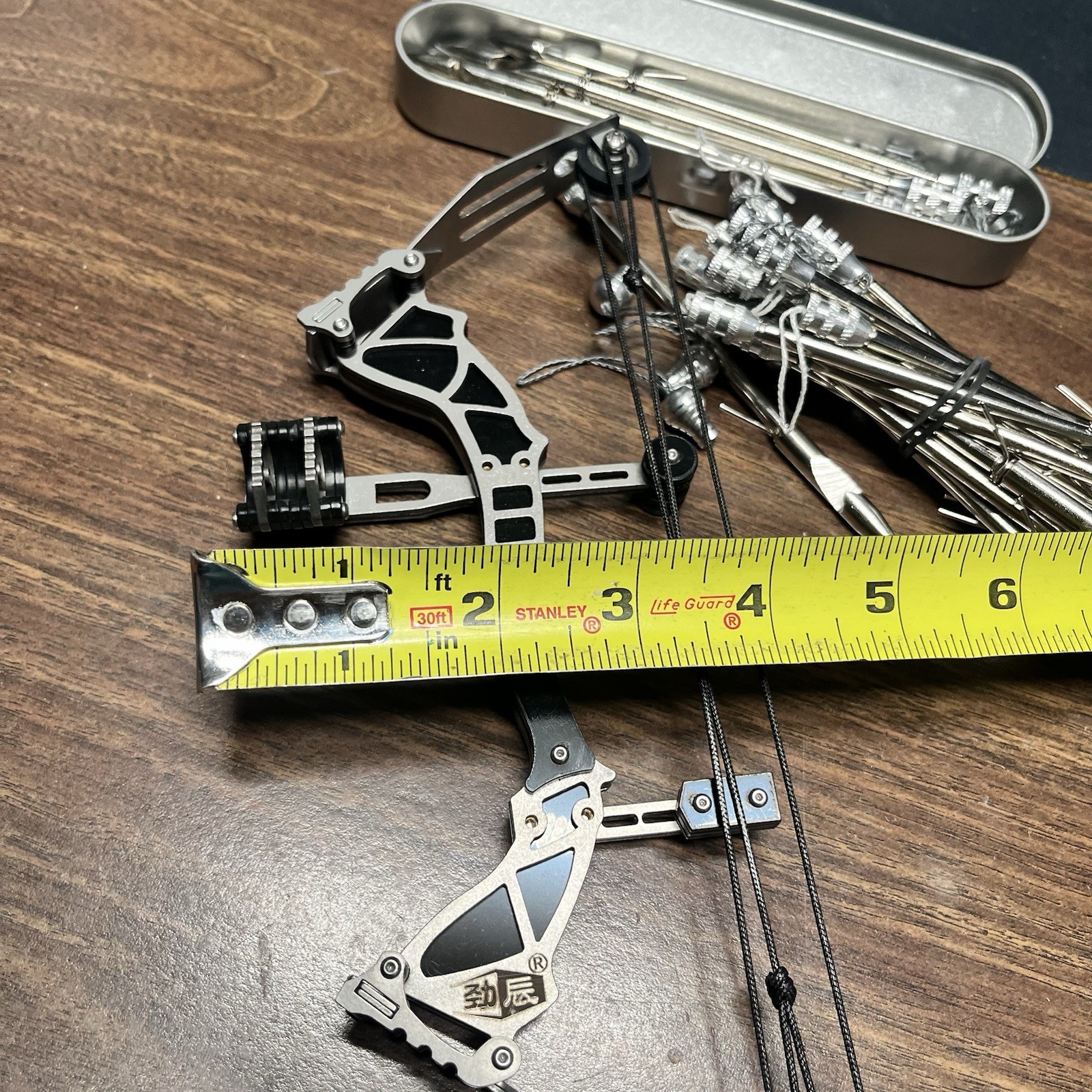 Mini 9” Compound Bow & Fishing Arrows Stainless Steel Small Hand Compound Bow.