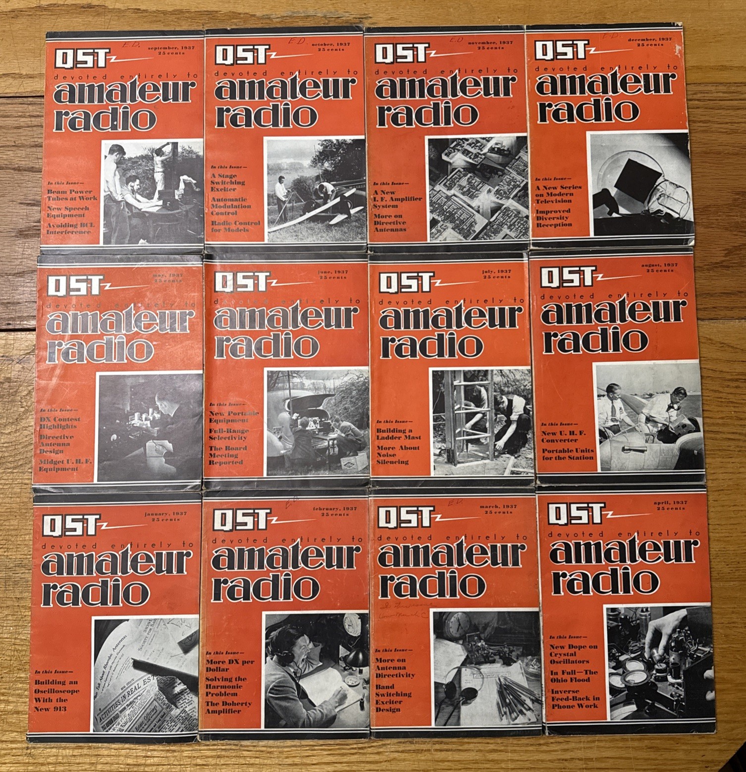 QST Amateur Radio Magazine 1937 Complete Year Set EF Johnson Company Archive