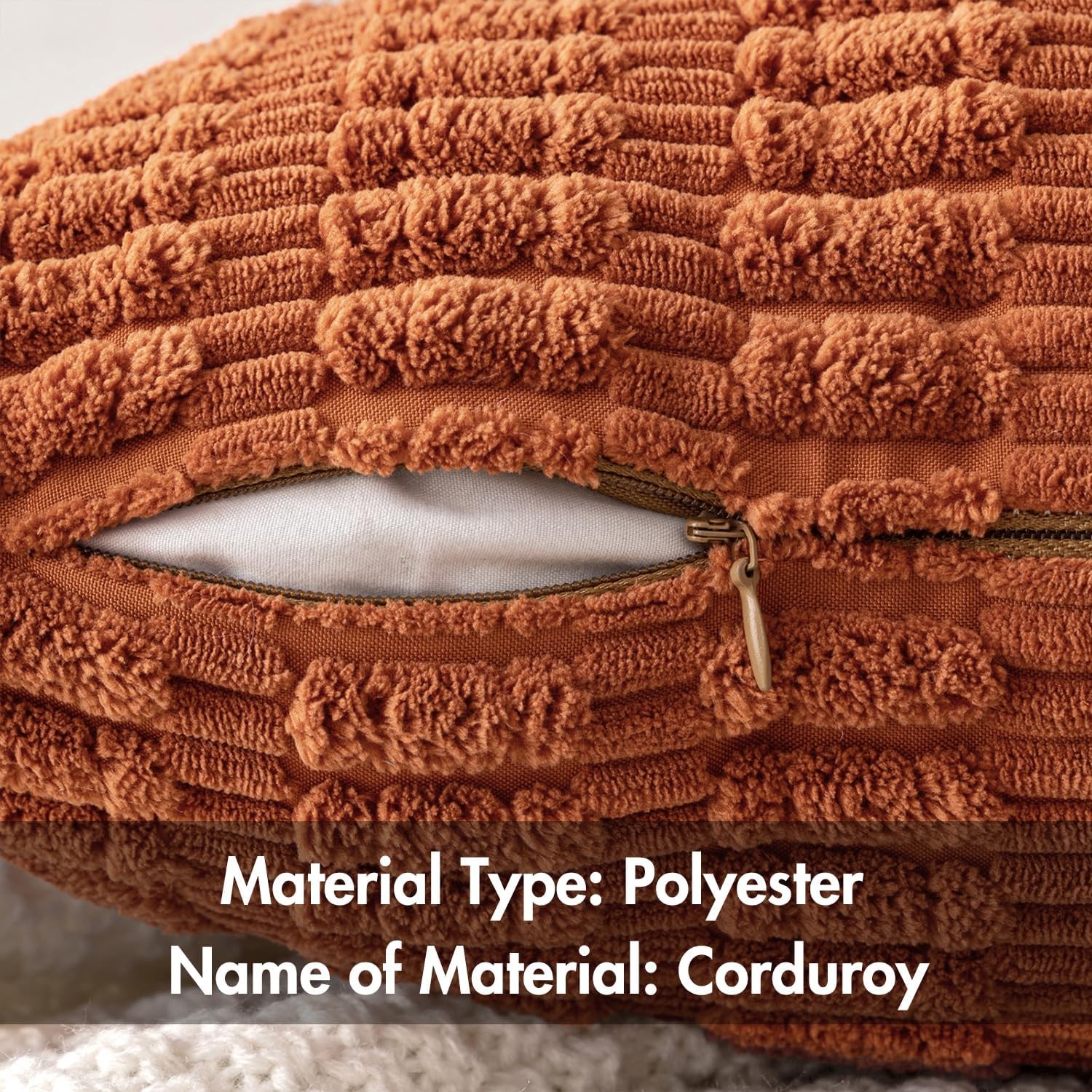 MIULEE Fall Pack of 2 Corduroy Decorative Throw 18" x (Pack 2), Rust