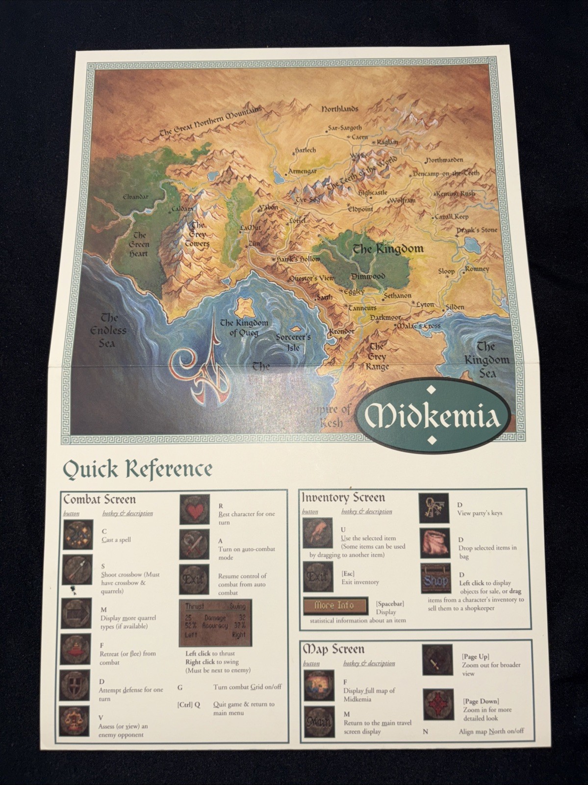 Krondor Map Installation & Reference Guide Vintage Pc Video Game  Dynamix ￼