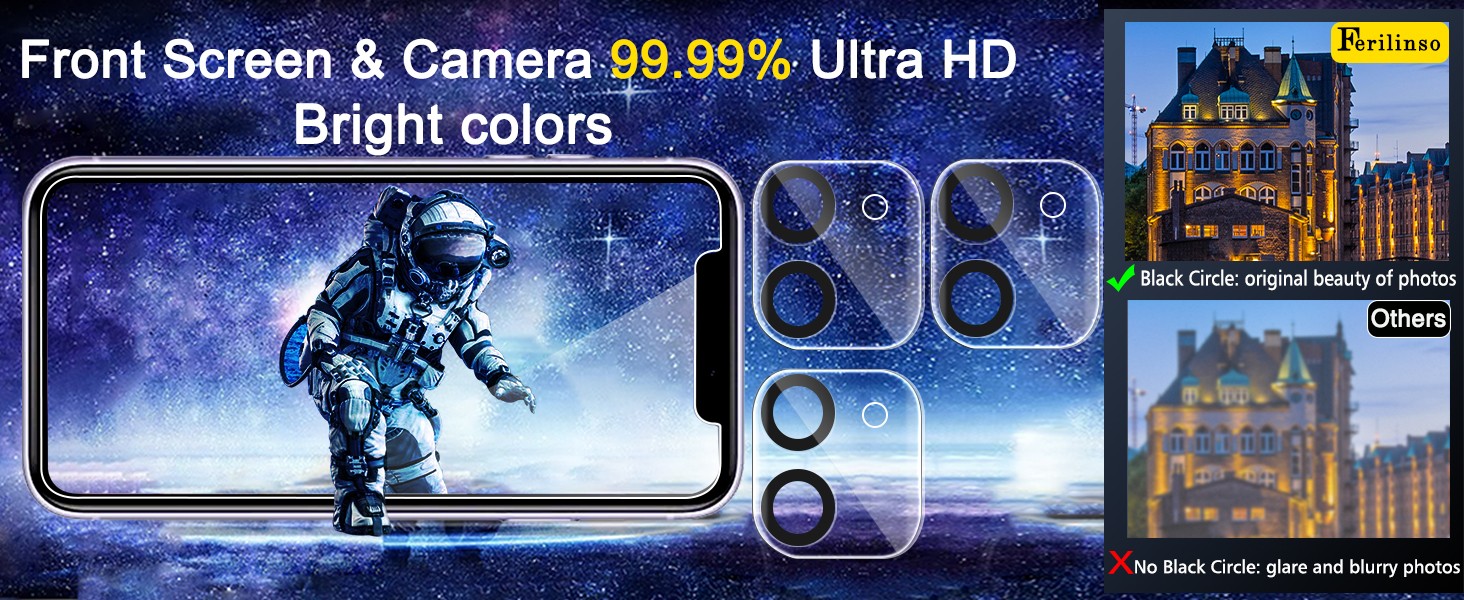 3 Pack Screen Protector for iPhone 11 with 3 Pack Tempered Glass Camera Lens