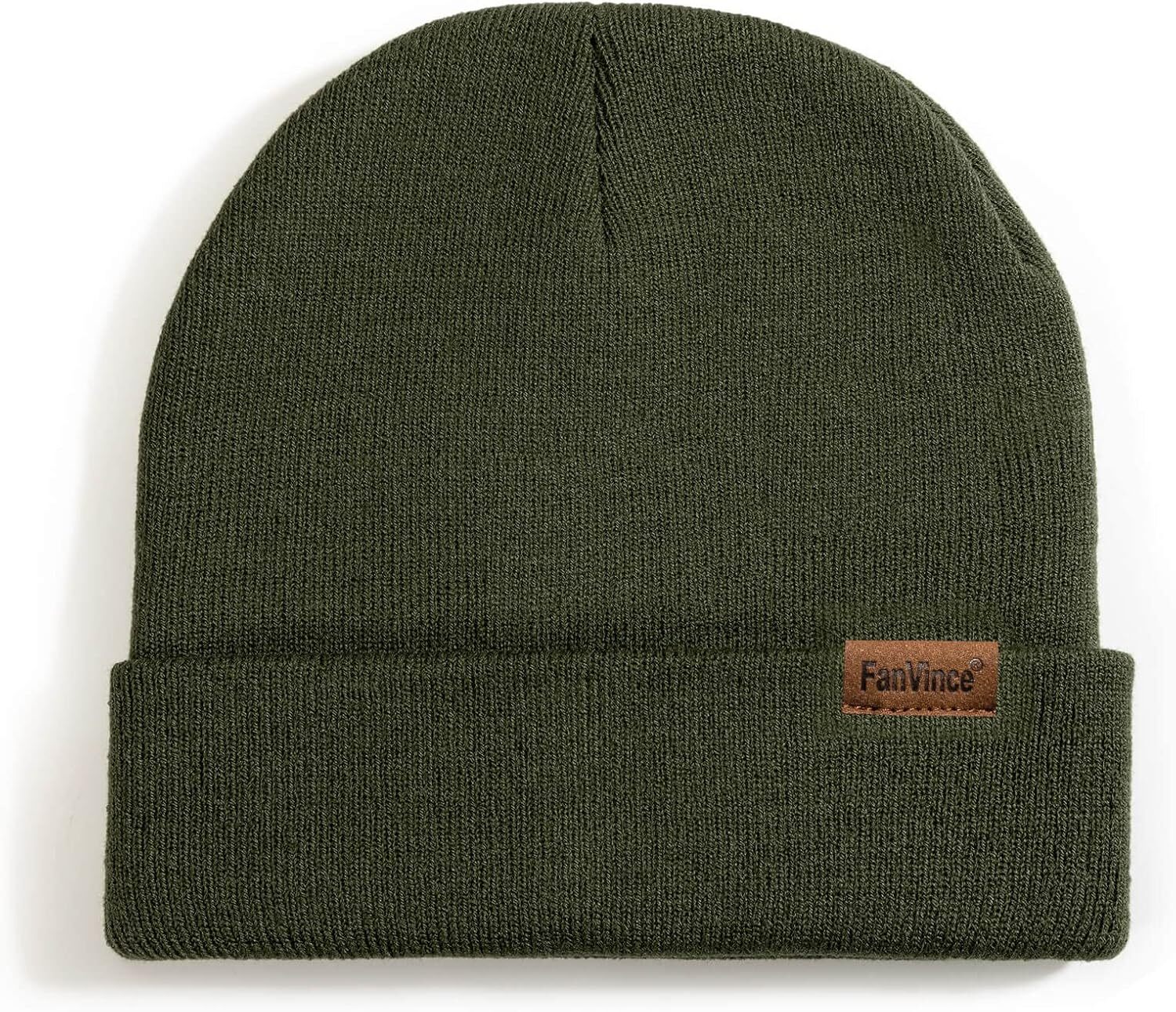 Beanie for Men Winter Thermal Cuffed Knit Hat Warm Gifts Womens Olive Green