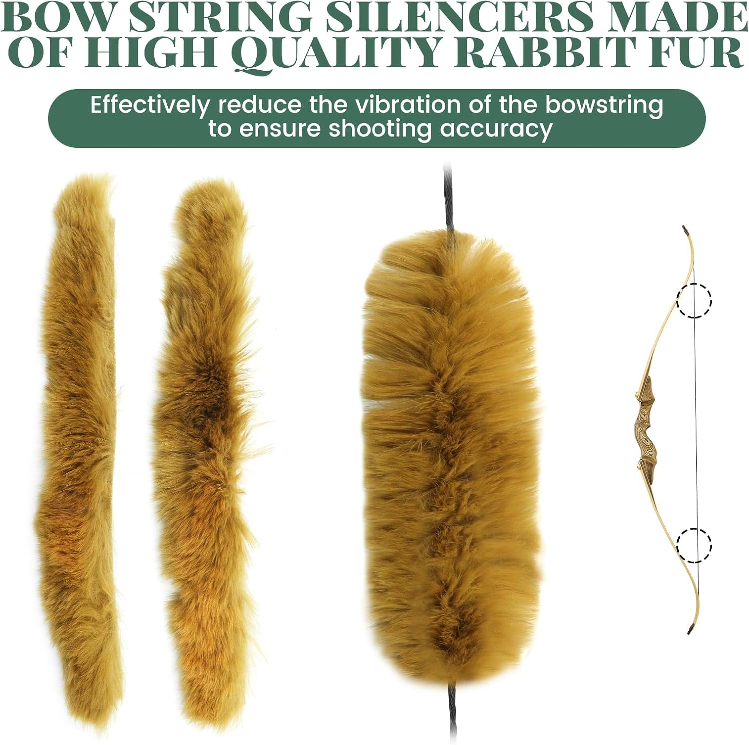Oubert Archery Bow String Silencers Kit Fur Bow Arrow Rest Leather Bow Limb Sile