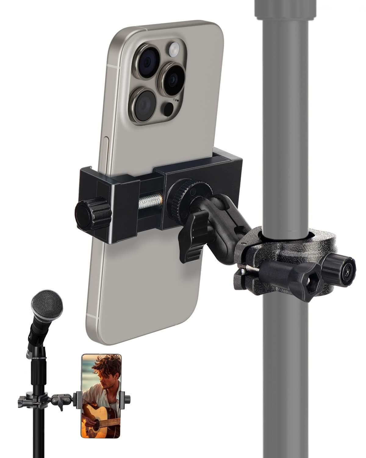 Mic Stand Phone Holder, Phone Holder Mount for Microphone Stand, Music Stand,...