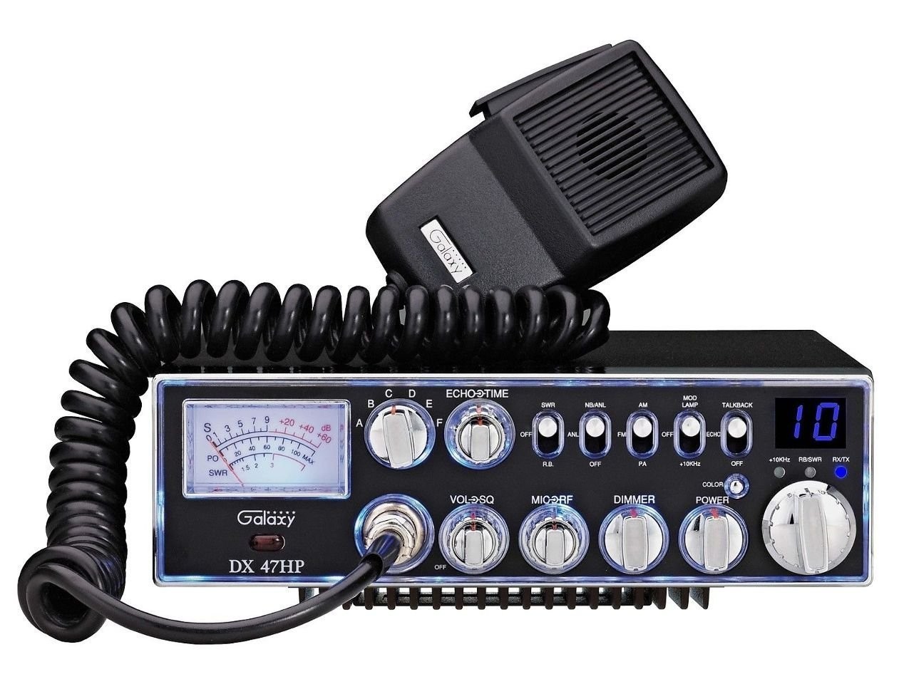 Galaxy DX47HP 10 Meter Ham Radio 100W High Power AM FM PA 7-Color LED NEW