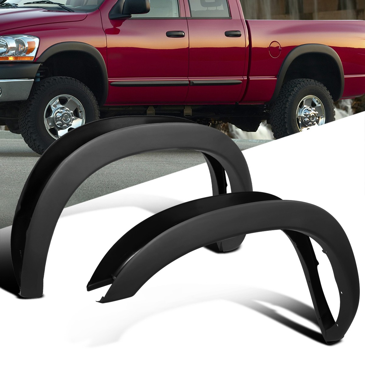 Fits 02-08 Ram 1500 03-09 Ram 2500 3500 Matte Black Factory Style Fender Flares